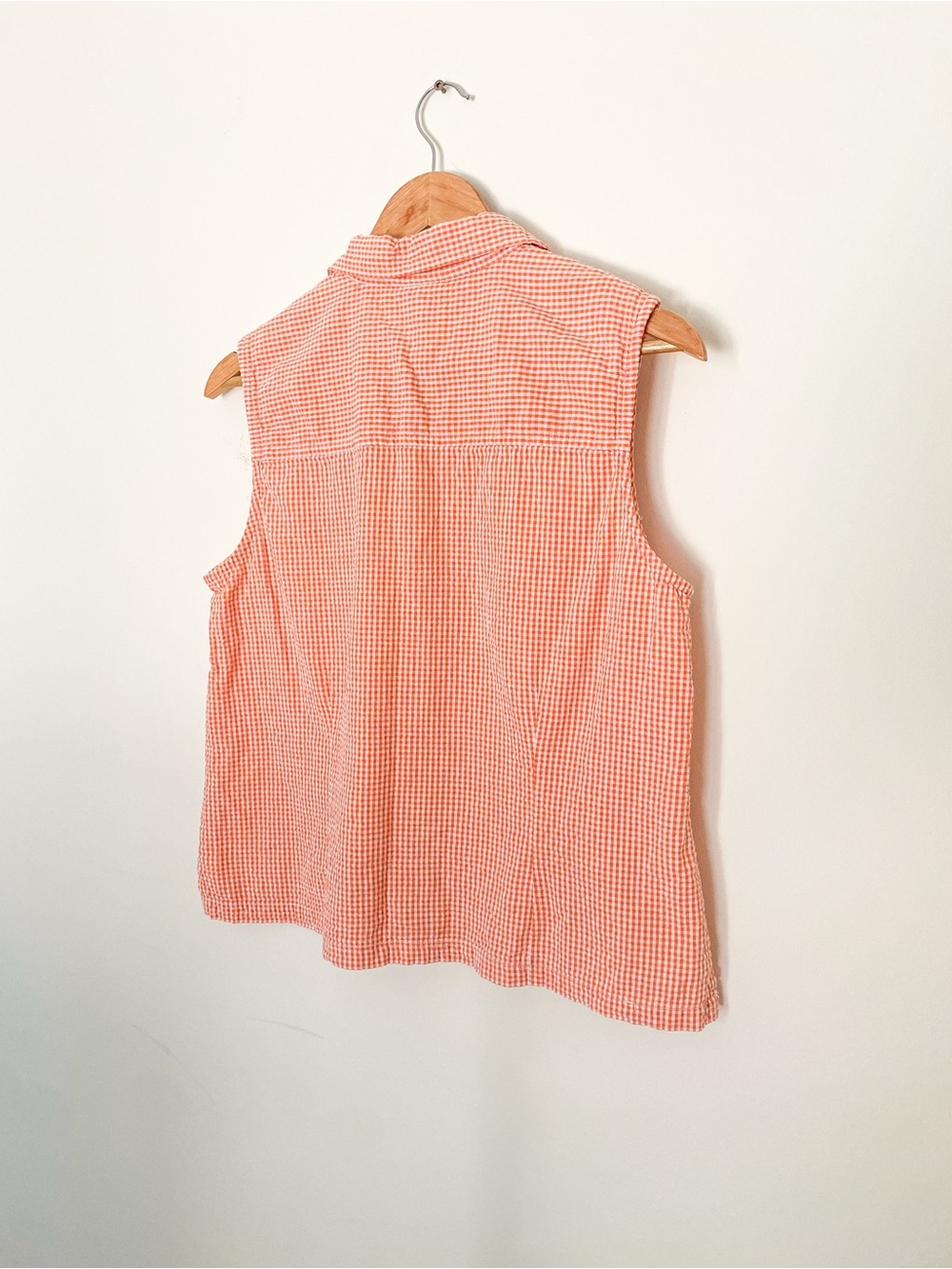 TRULY CASUAL | 100% Cotton | Gingham Button Up Sleeveless Blouse | Relaxed Fit | - Picture 6 of 7